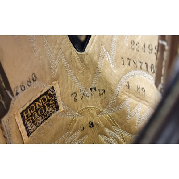 Hondo Brown Leather Cowboy Western Boots Retro Stitch Vintage US Made Men 7.5 EE - Picture 11 of 11